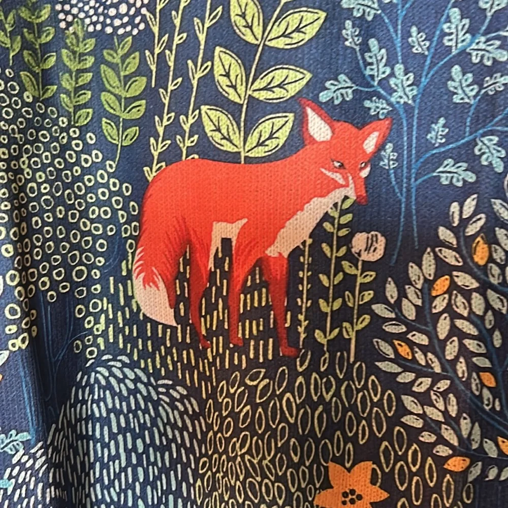 Fox Floral and Foliage Patterned Blue Neutral Anthropologie Sweater - Picture 4 of 10
